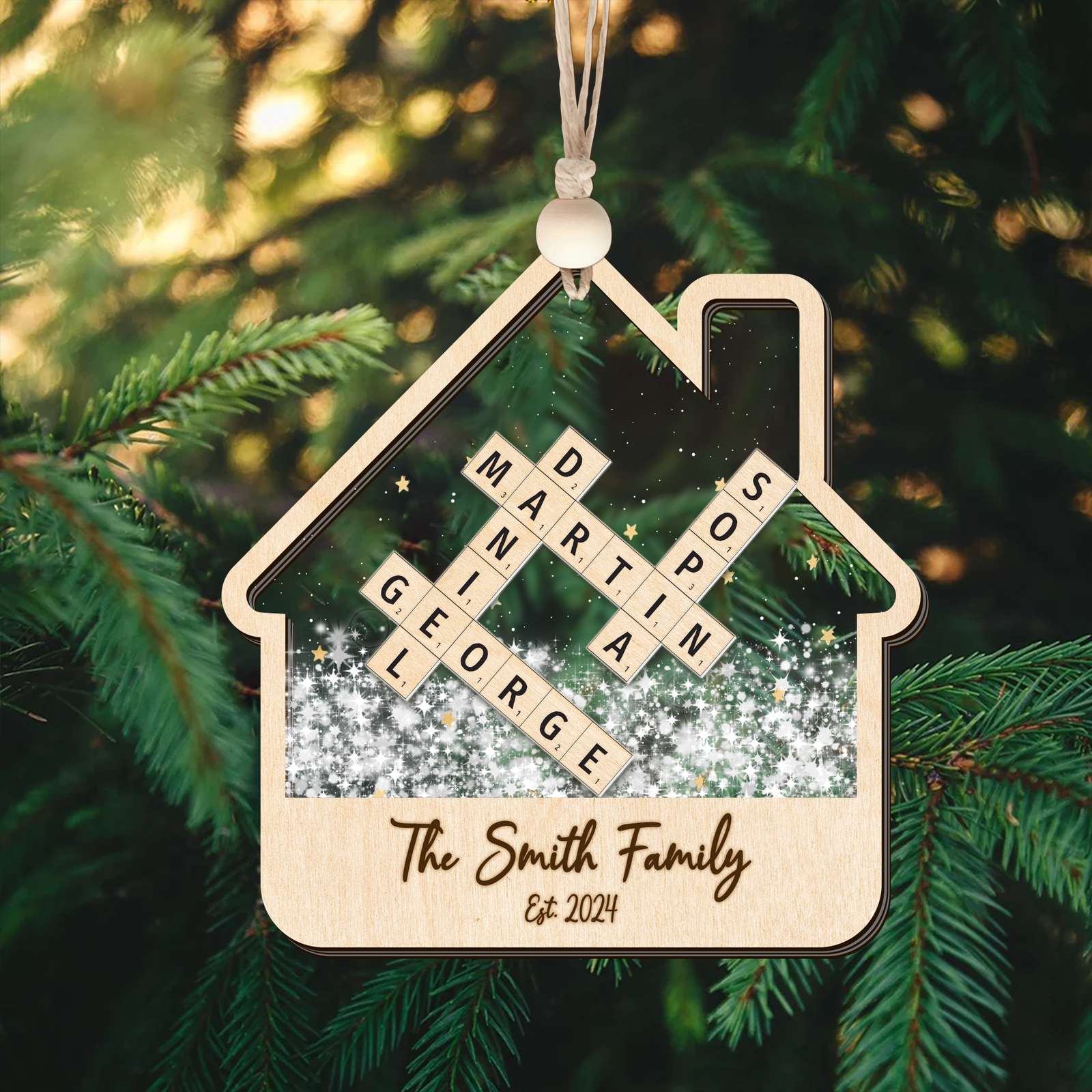 Customized Family Crossword Ornament, Family Christmas 3D Shaker Ornament 2024, CF923 - 19Gifts