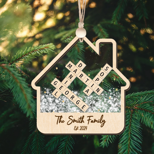 Customized Family Crossword Ornament, Family Christmas 3D Shaker Ornament 2024, CF923 - 19Gifts