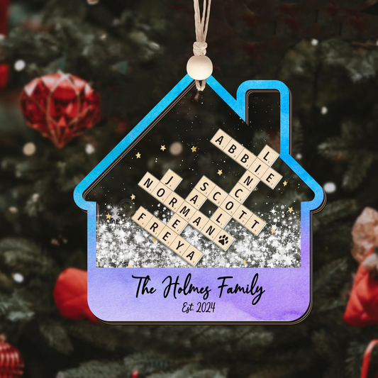 Customized Family Crossword Ornament, Family Christmas 3D Shaker Ornament 2024, CF923 - 19Gifts