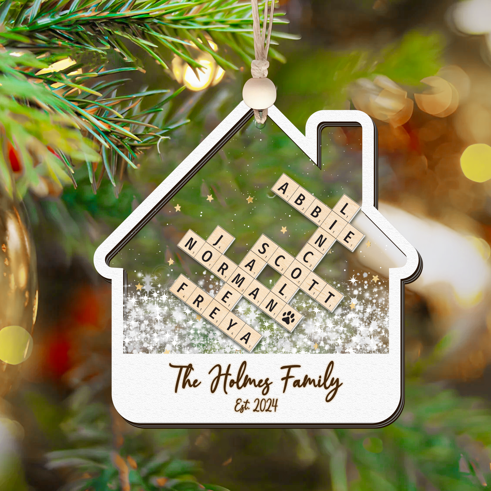 Customized Family Crossword Ornament, Family Christmas 3D Shaker Ornament 2024, CF923 - 19Gifts