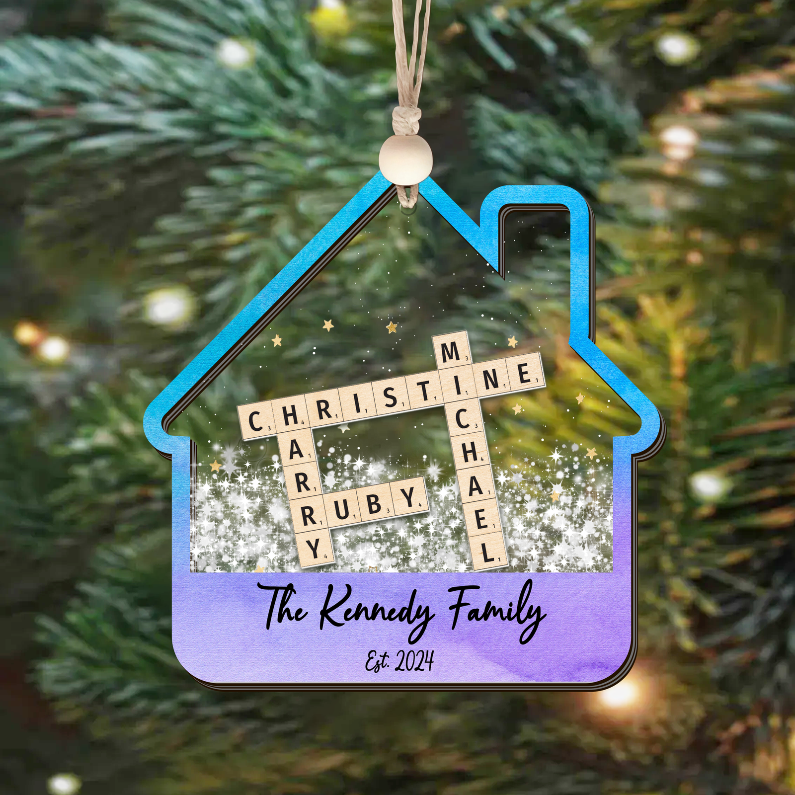 Customized Family Crossword Ornament, Family Christmas 3D Shaker Ornament 2024, CF923 - 19Gifts