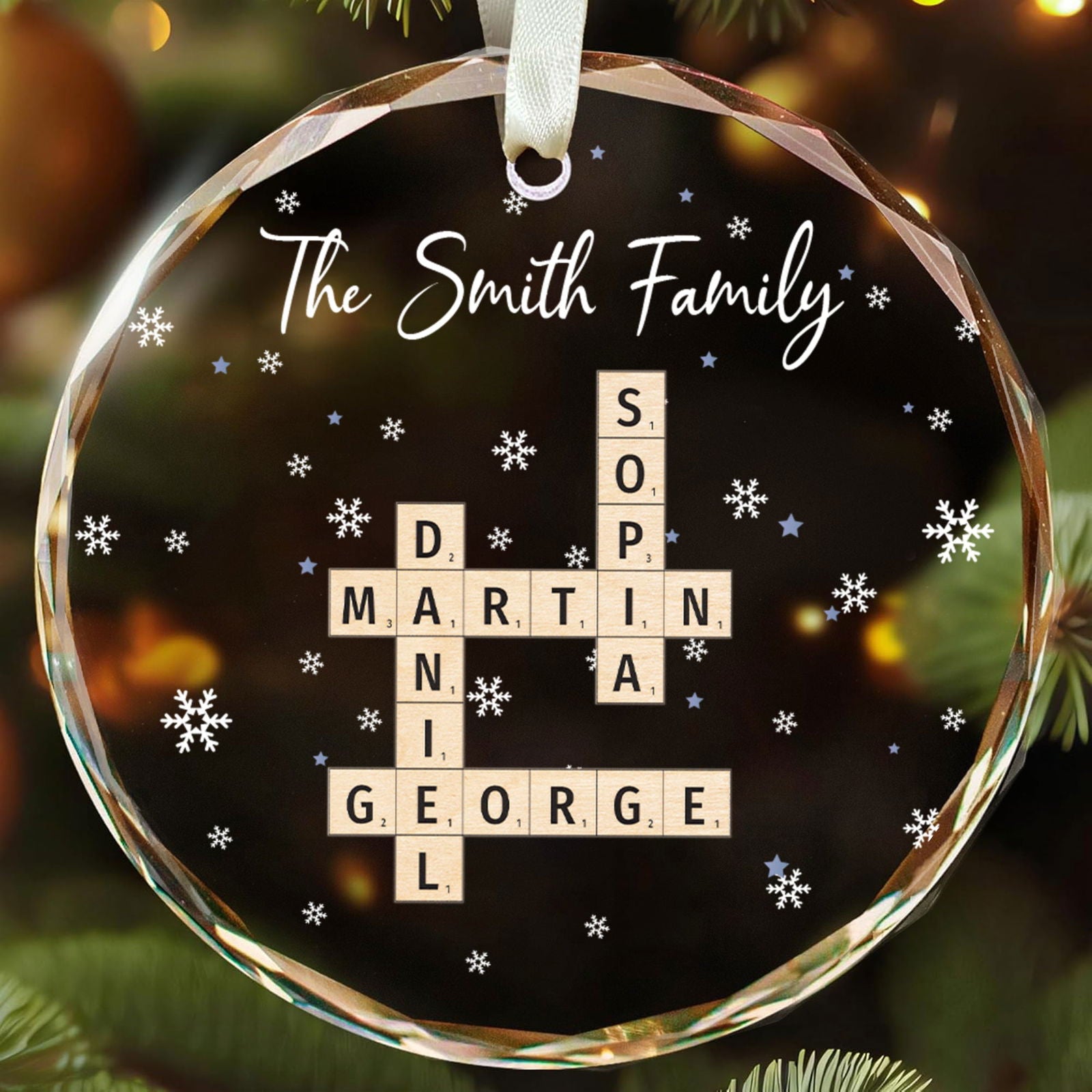 Customized Family Crossword Ornament, Family Names Crossword Puzzle Ornament GX04-S94 - 19Gifts