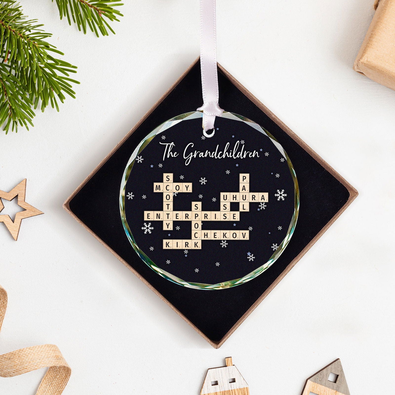 Customized Family Crossword Ornament, Family Names Crossword Puzzle Ornament GX04-S94 - 19Gifts