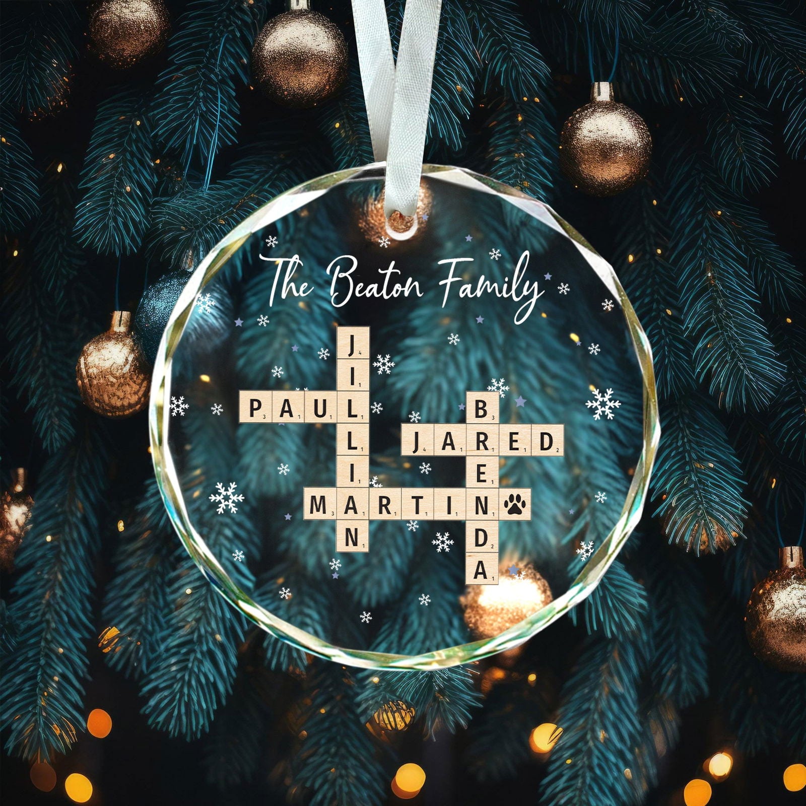 Customized Family Crossword Ornament, Family Names Crossword Puzzle Ornament GX04-S94 - 19Gifts