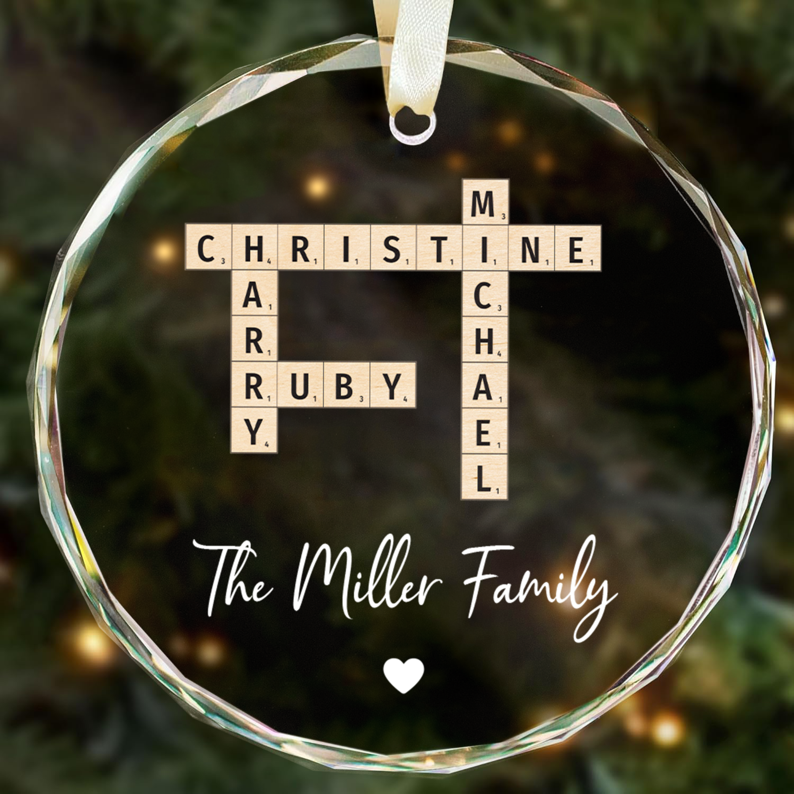 Customized Family Crossword Ornament, Family Names Crossword Puzzle Ornament GX04-S94 - 19Gifts