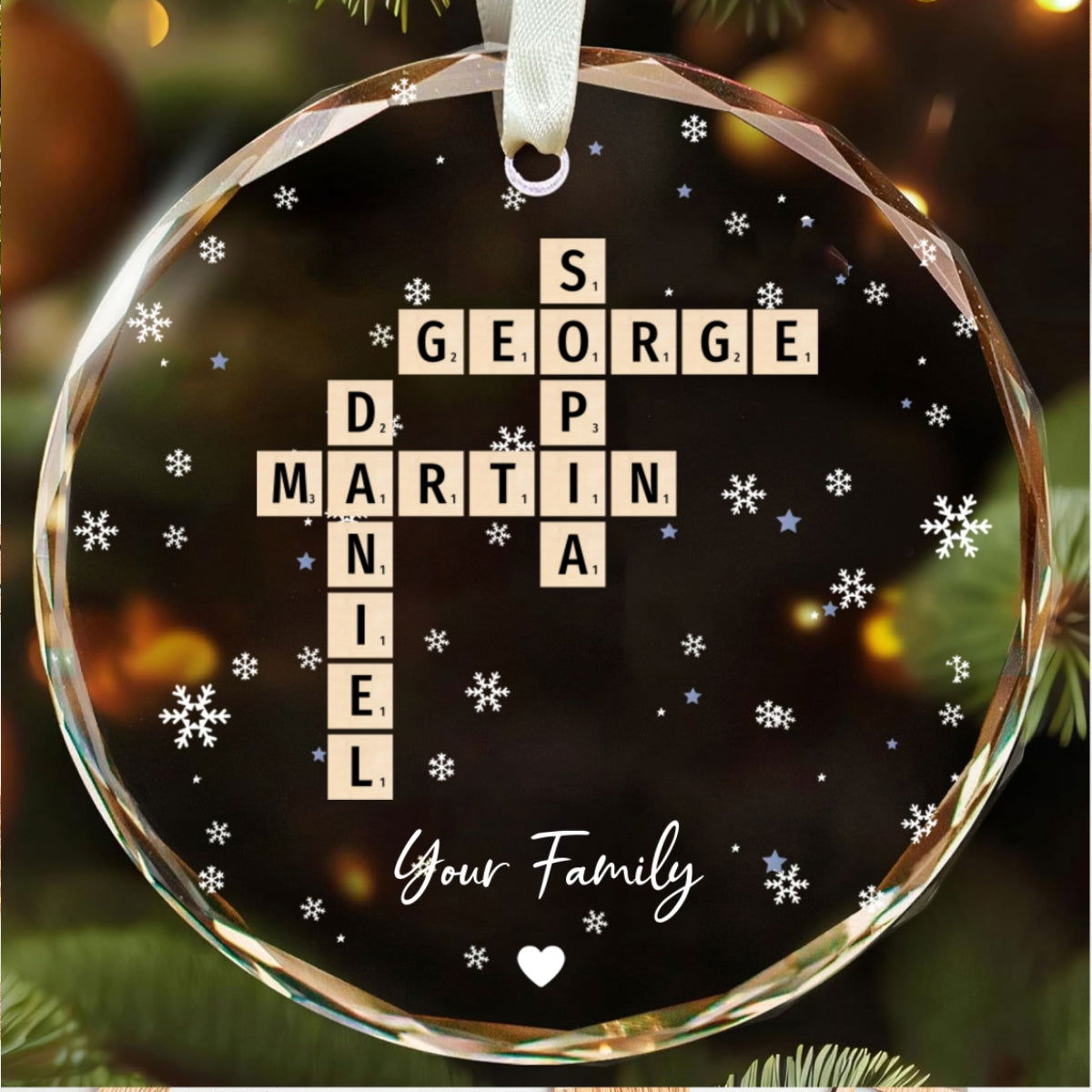 Customized Family Crossword Ornament, Family Names Crossword Puzzle Ornament GX04-S94 - 19Gifts