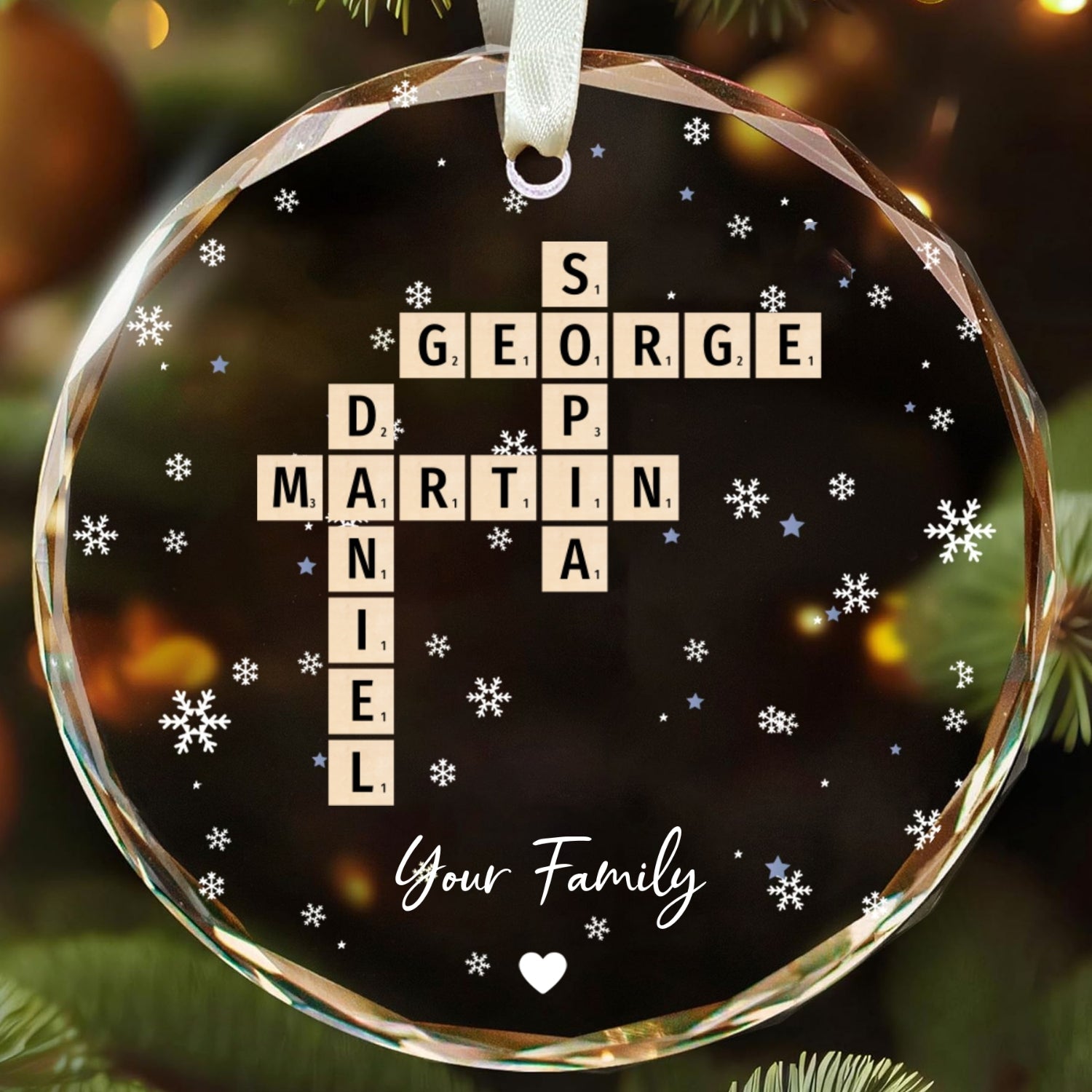 Customized Family Crossword Ornament, Family Names Crossword Puzzle Ornament GX04-S94 - 19Gifts