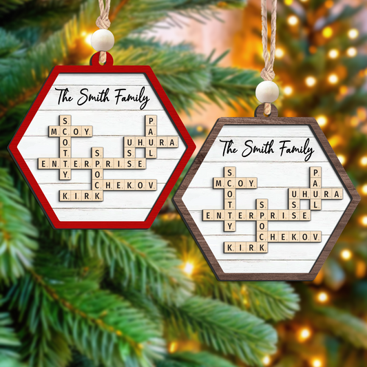 Customized Family Crossword Ornament, Two Layer Wooden Christmas Family Ornament, CF911 - 19Gifts