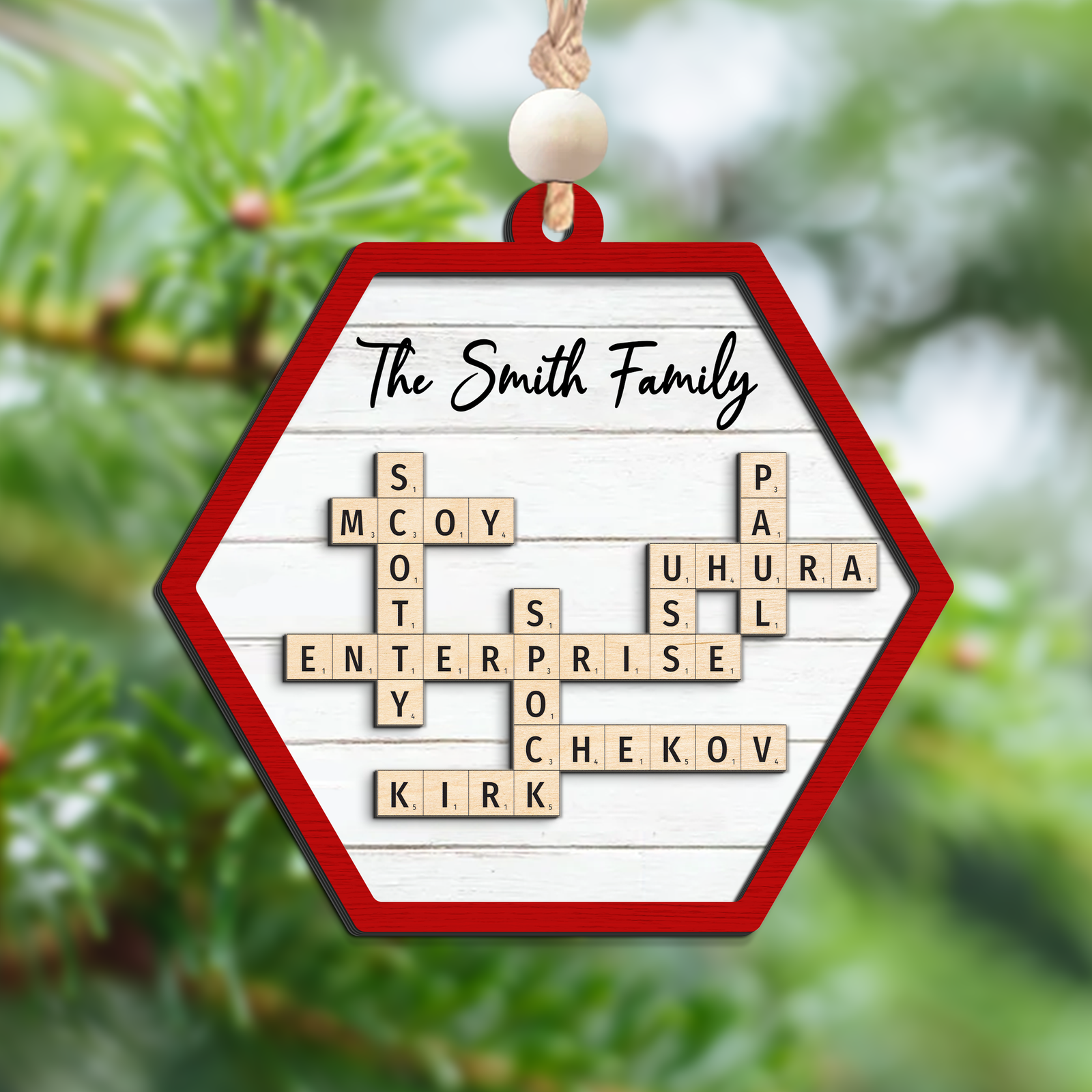 Customized Family Crossword Ornament, Two Layer Wooden Christmas Family Ornament, CF911 - 19Gifts