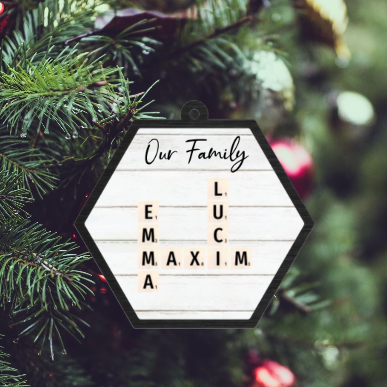Customized Family Crossword Ornament, Two Layer Wooden Christmas Family Ornament, CF911 - 19Gifts