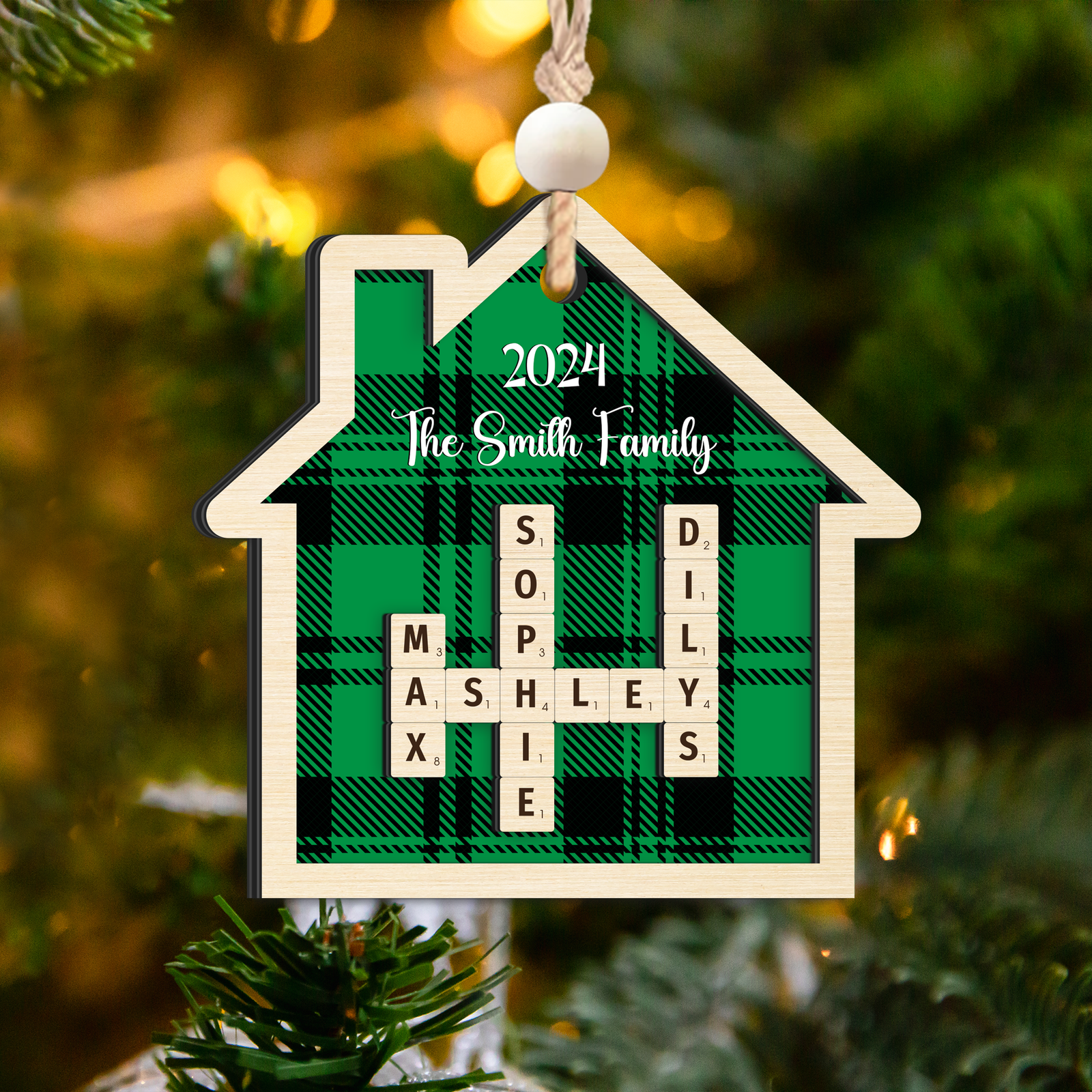 Customized Family Crossword Ornament, Two Layer Wooden Christmas Ornament CF667 - 19Gifts