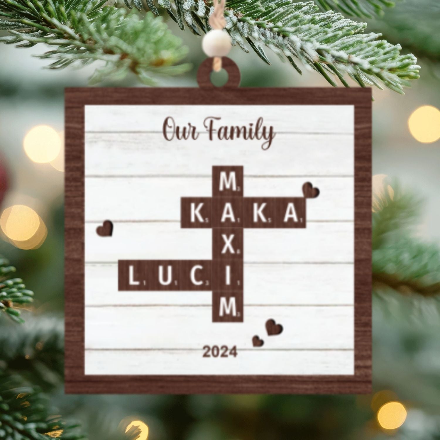 Customized Family Crossword Puzzle Ornament, Christmas Wooden Ornament | 19Gifts CF597 - 19Gifts