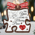 Customized Missing Piece Couple Ornament, Two Layer Wooden Christmas Couple Ornament, CF670 - 19Gifts