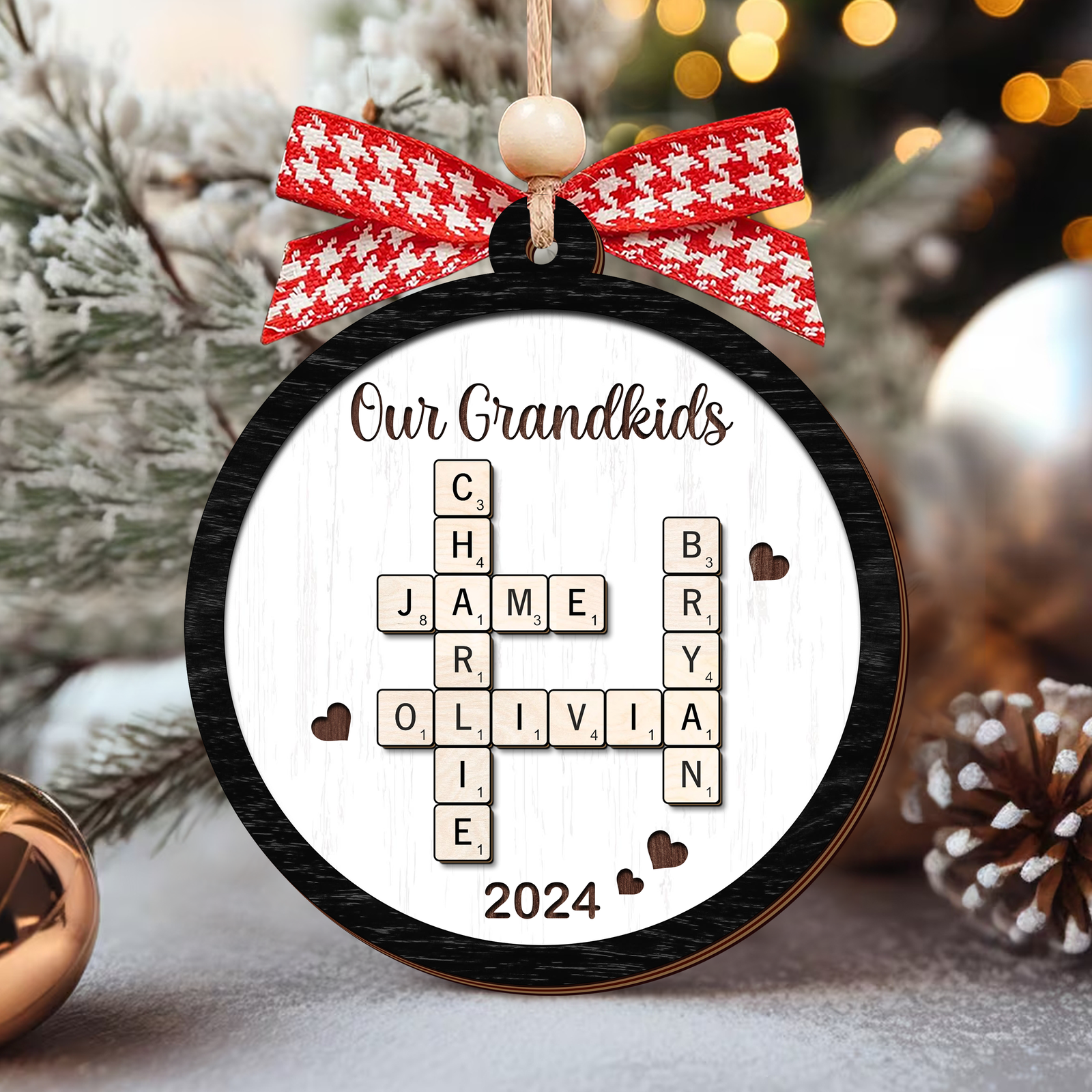 Customized Personalized Family Crossword Ornament, Wooden Christmas Ornament - 19Gifts