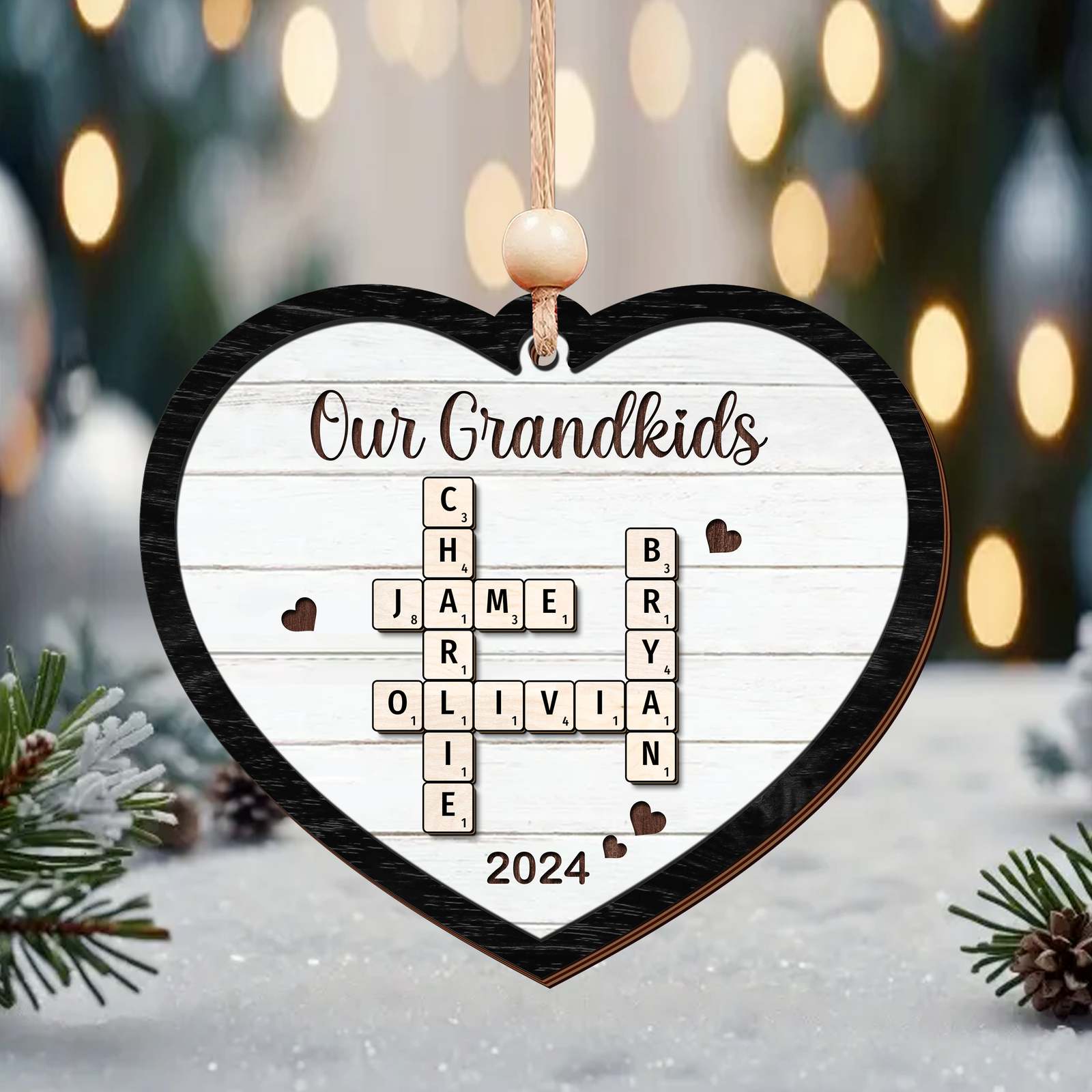 Customized Personalized Family Crossword Ornament, Wooden Christmas Ornament - 19Gifts
