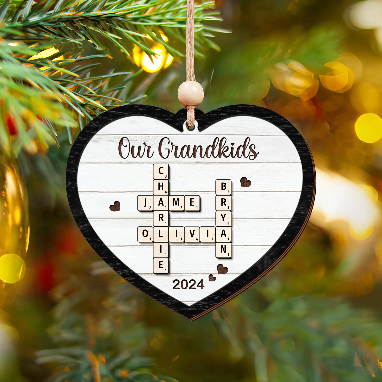 Customized Personalized Family Crossword Ornament, Wooden Christmas Ornament - 19Gifts