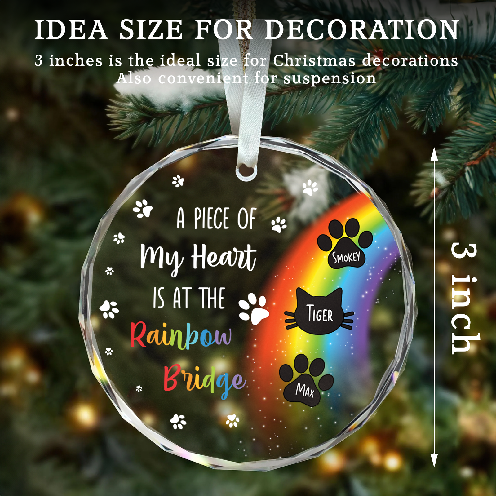 Customized Pet Lover Ornament, Christmas Glass Ornament for Pet, GX04-12 - 19Gifts