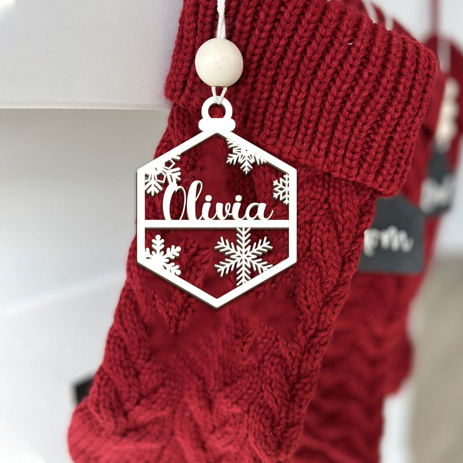 Customized Wooden Name Tags for Place Setting, Christmas Stocking Name Tags KT33 - 19Gifts