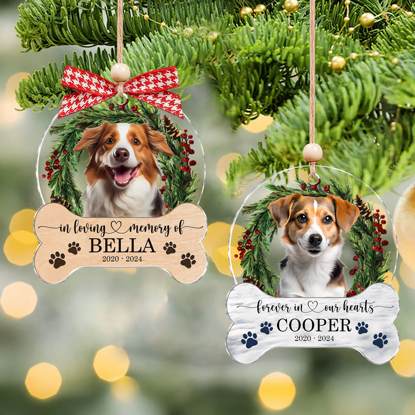 Dog Memorial Ornament, Custom Dog Photo Acrylic Ornament CF813 - 19Gifts