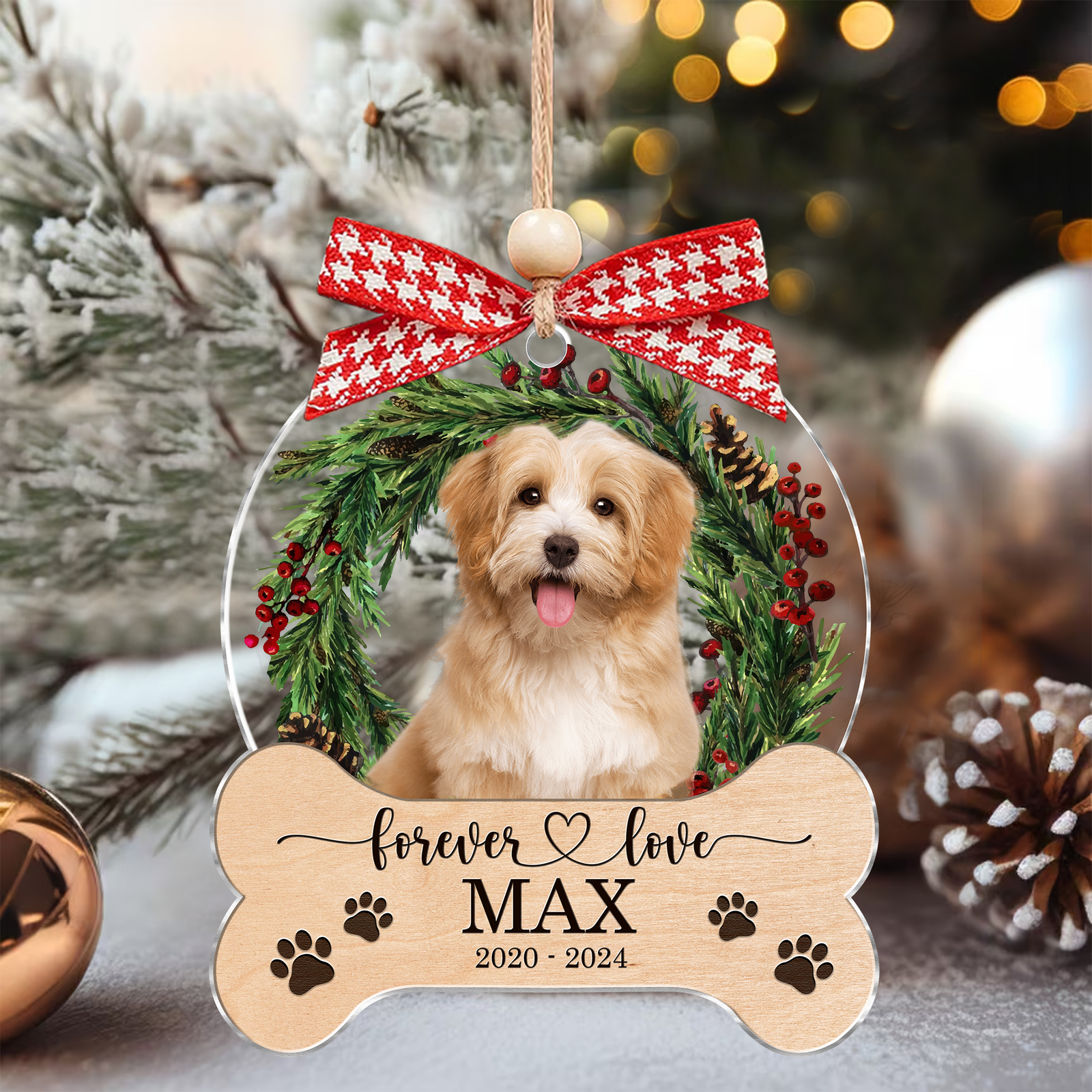 Dog Memorial Ornament, Custom Dog Photo Acrylic Ornament CF813 - 19Gifts
