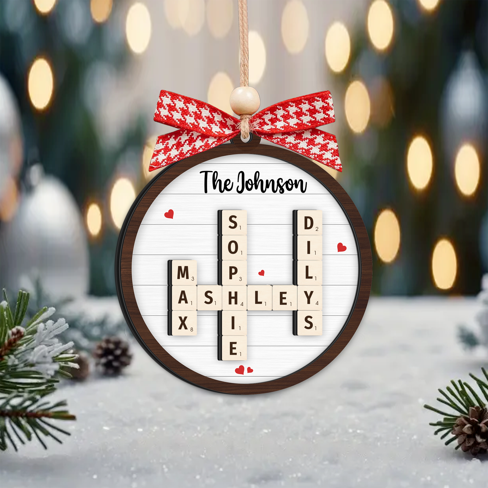 Family Members Names Crossword Puzzle Art, Personalized 2-Layer Wooden Ornament CF328 - 19Gifts