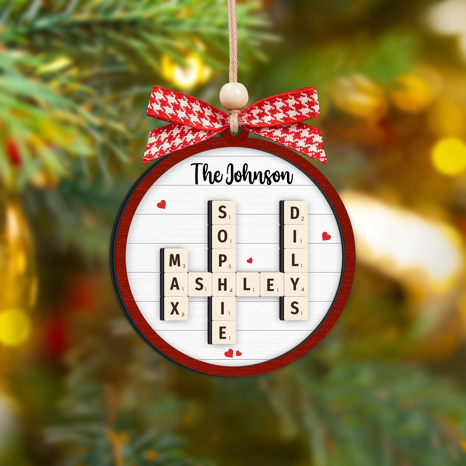 Family Members Names Crossword Puzzle Art, Personalized 2-Layer Wooden Ornament CF328 - 19Gifts