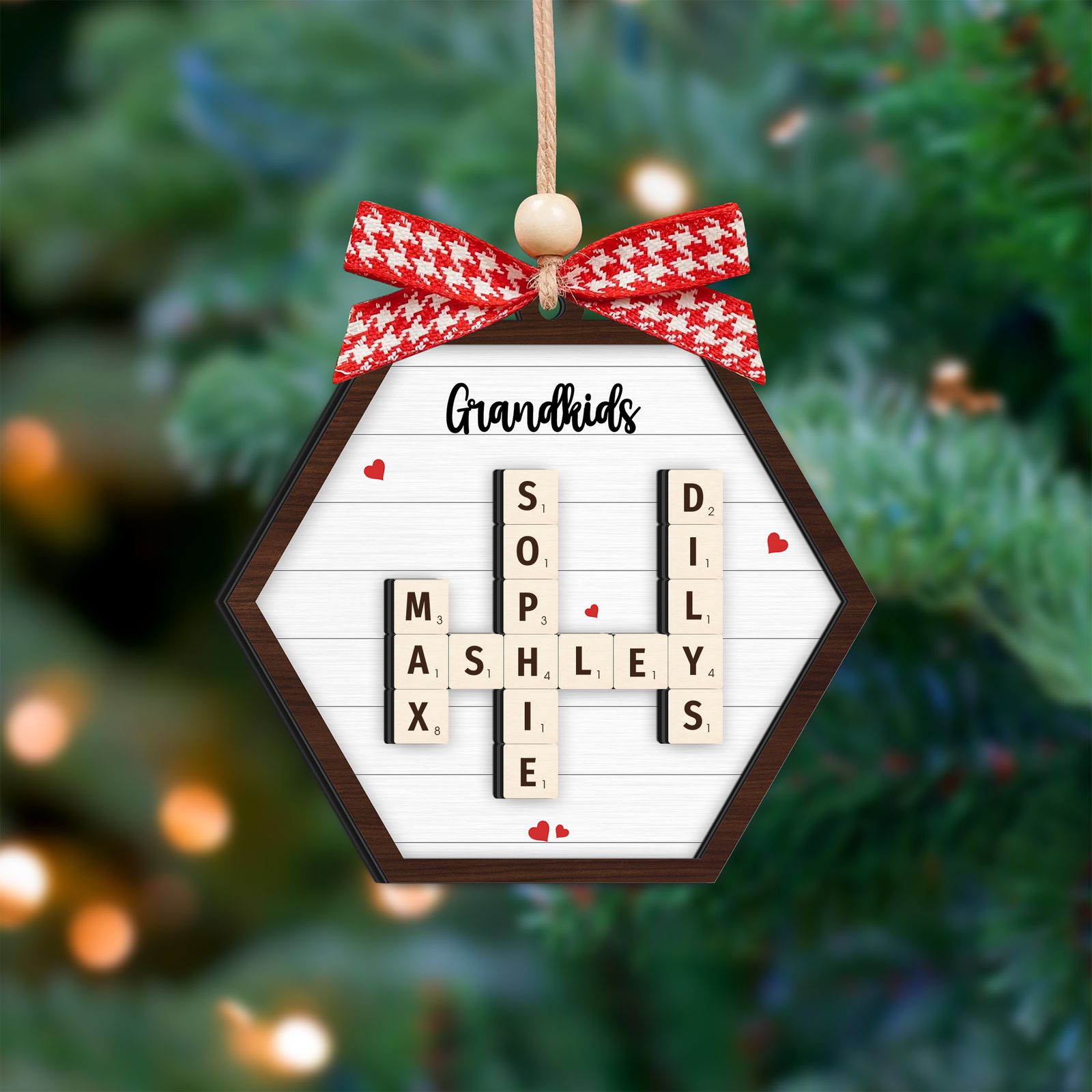 Family Members Names Crossword Puzzle Art, Personalized 2-Layer Wooden Ornament CF328 - 19Gifts