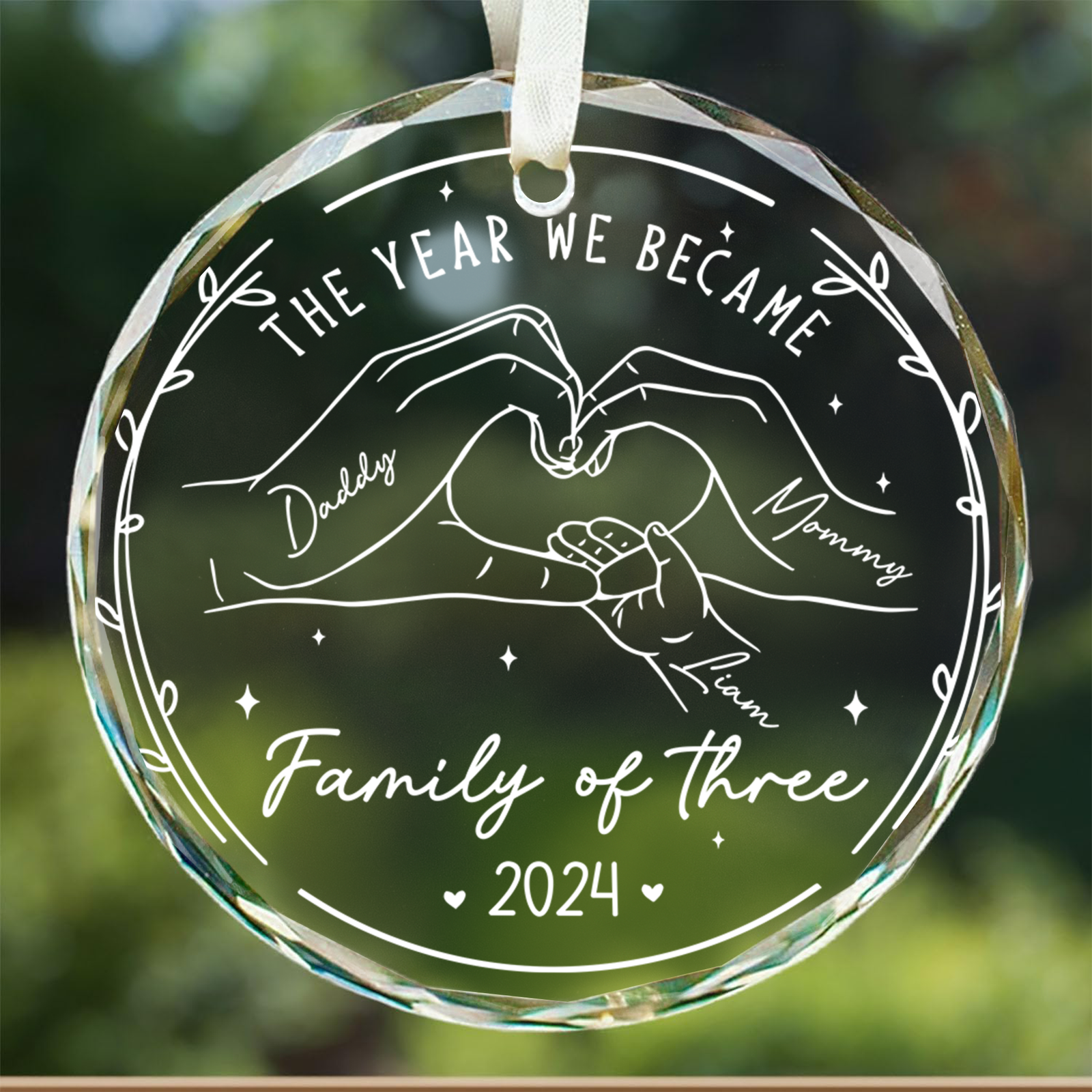 Family Of Three Glass Ornament, Baby's First Christmas Ornament 2024, New Parents Gifts for Couples, Personalized Gift for New Parents, New Mom and Dad Gifts First Time GX04-70 - 19Gifts