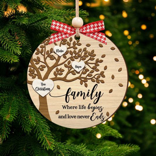 Family Tree Member Names Personalized 2-Layer Wooden Ornament CF283 - 19Gifts