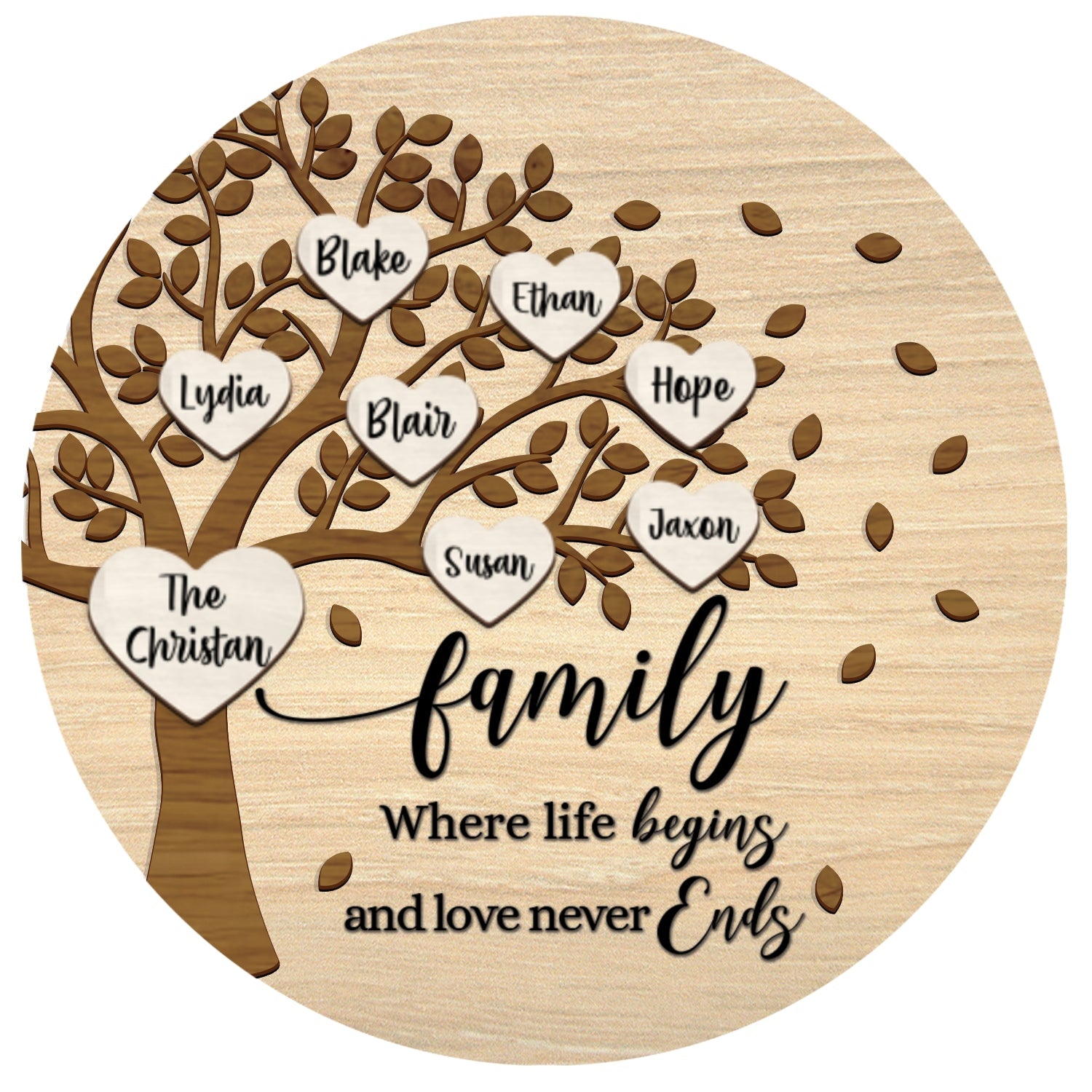 Family Tree Member Names Personalized 2-Layer Wooden Ornament CF283 - 19Gifts