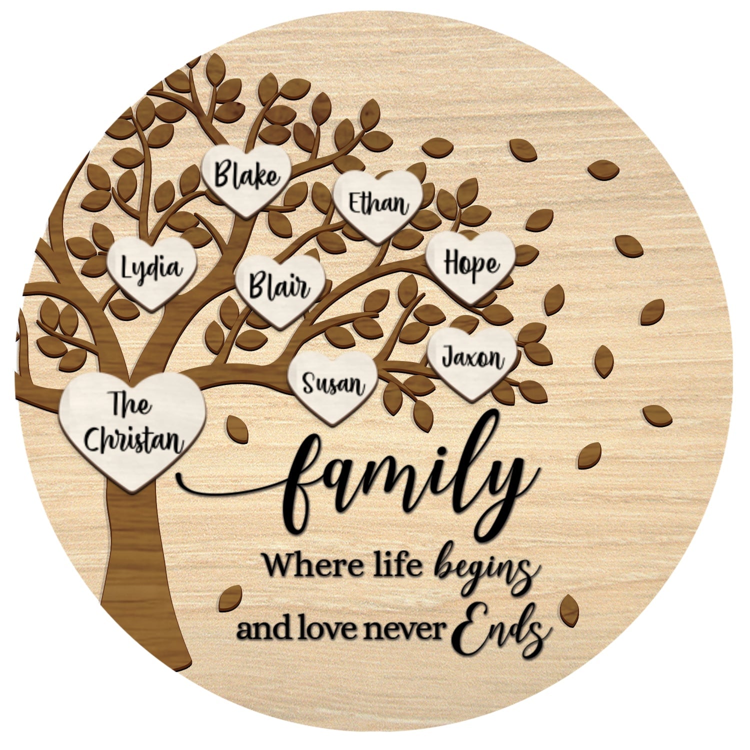 Family Tree Member Names Personalized 2-Layer Wooden Ornament CF283 - 19Gifts