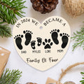 First Christmas As A Family Of Four Footprints, Personalized Custom Shaped Wooden Ornament CF701 - 19Gifts