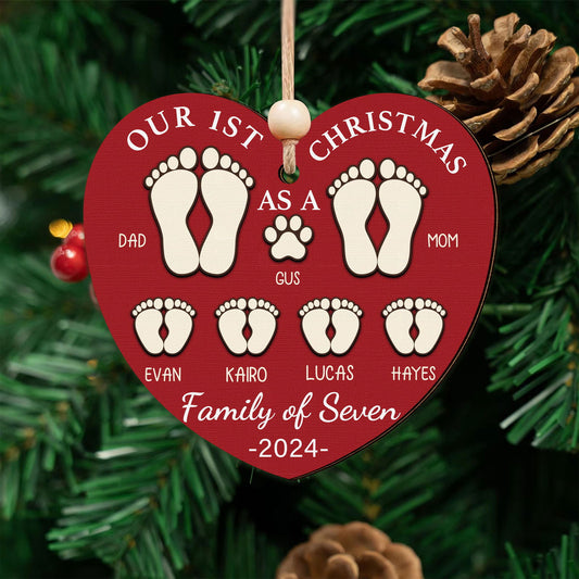 First Christmas As A Family Ornament, Personalized Two Layer Wooden Ornament CF292 - 19Gifts