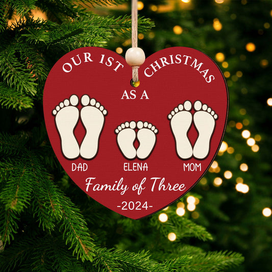 First Christmas As A Family Ornament, Personalized Two Layer Wooden Ornament CF292 - 19Gifts