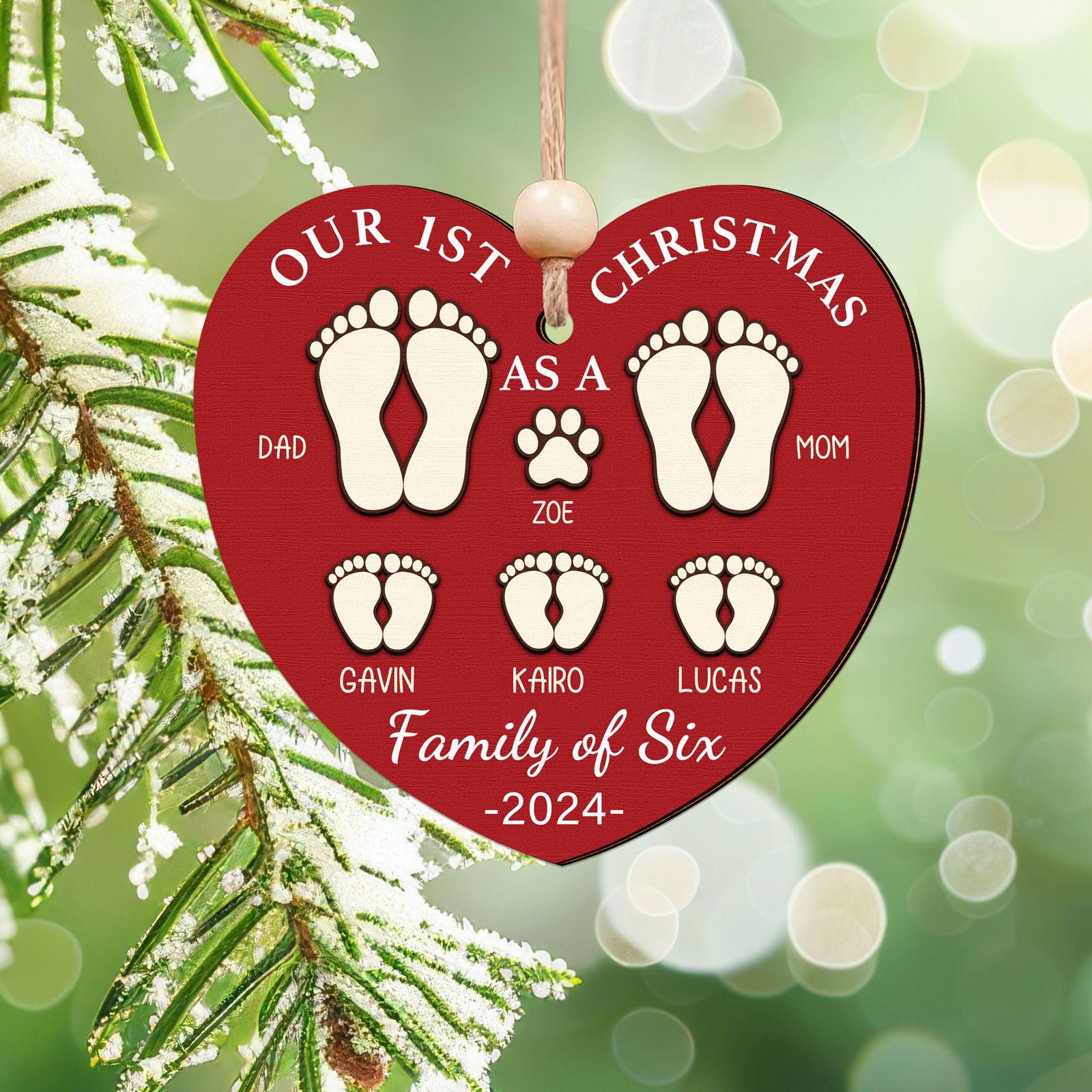 First Christmas As A Family Ornament, Personalized Two Layer Wooden Ornament CF292 - 19Gifts