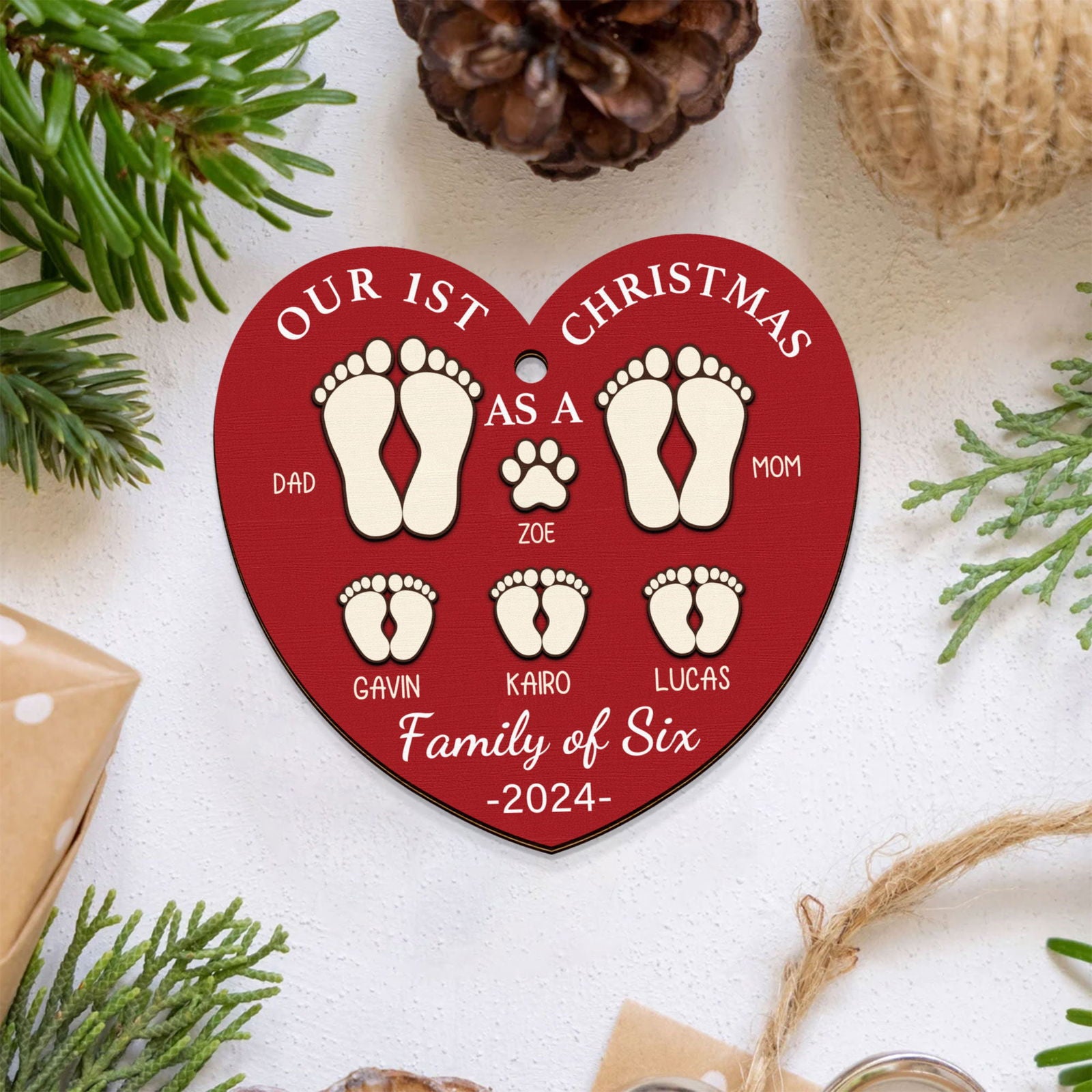 First Christmas As A Family Ornament, Personalized Two Layer Wooden Ornament CF292 - 19Gifts