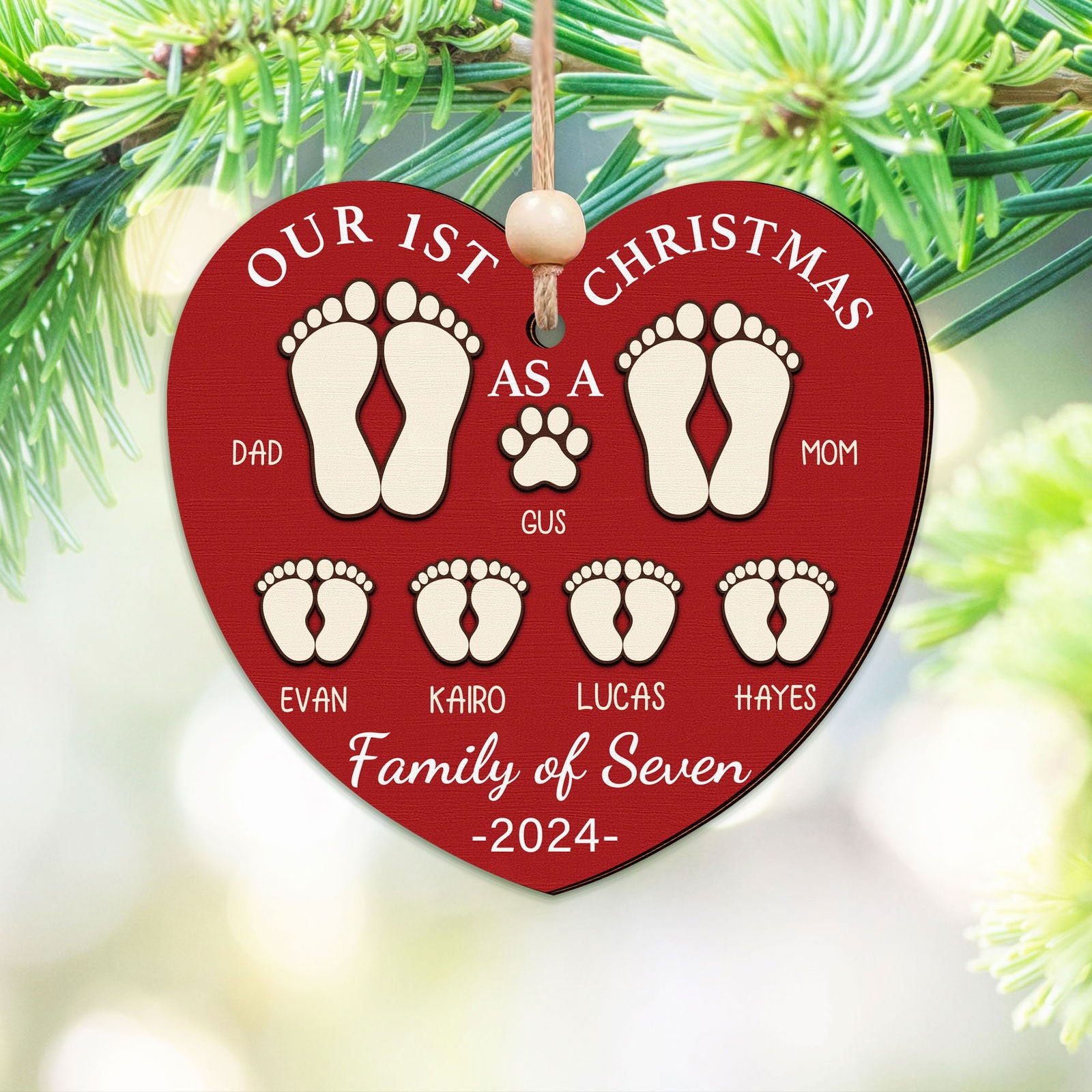 First Christmas As A Family Ornament, Personalized Two Layer Wooden Ornament CF292 - 19Gifts