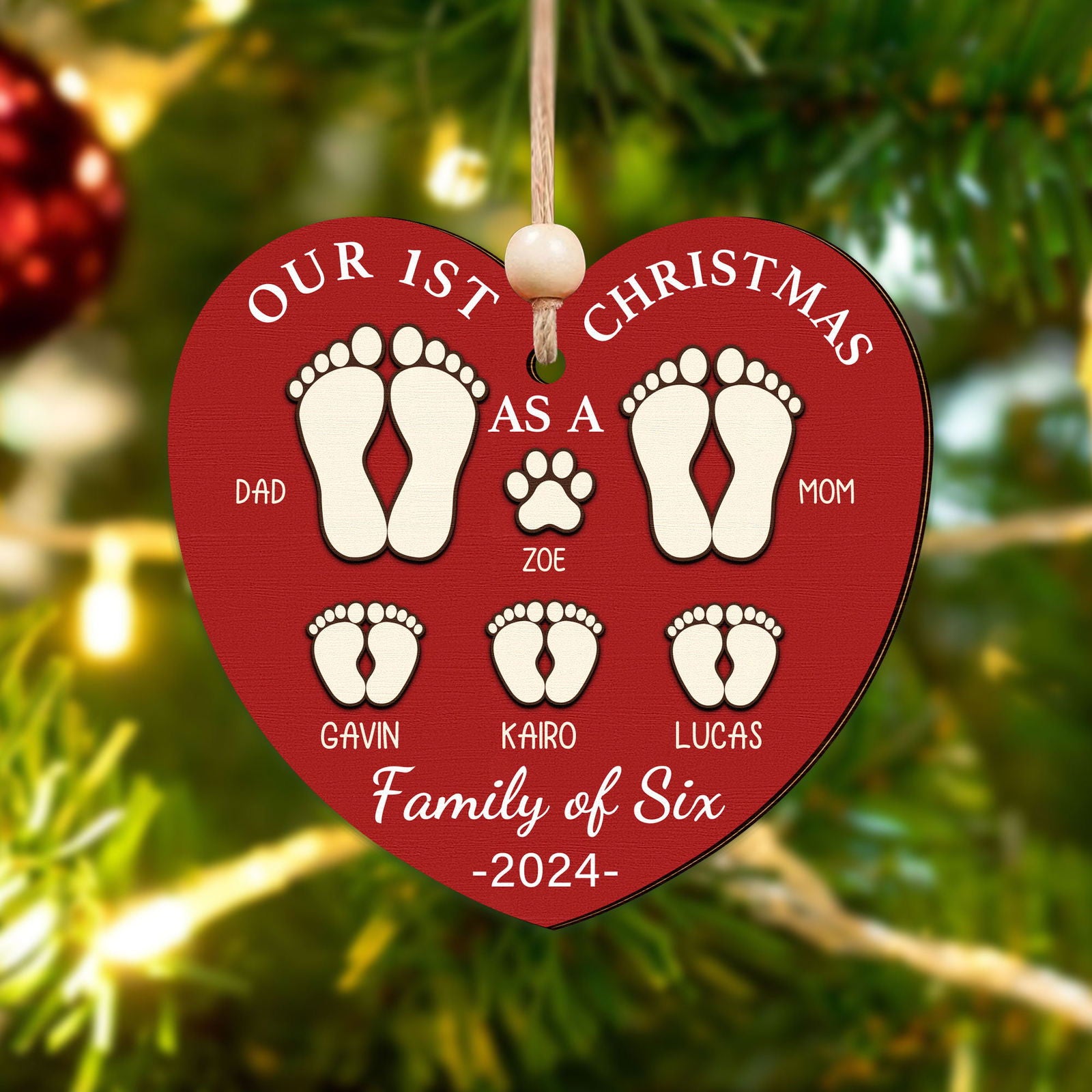 First Christmas As A Family Ornament, Personalized Two Layer Wooden Ornament CF292 - 19Gifts