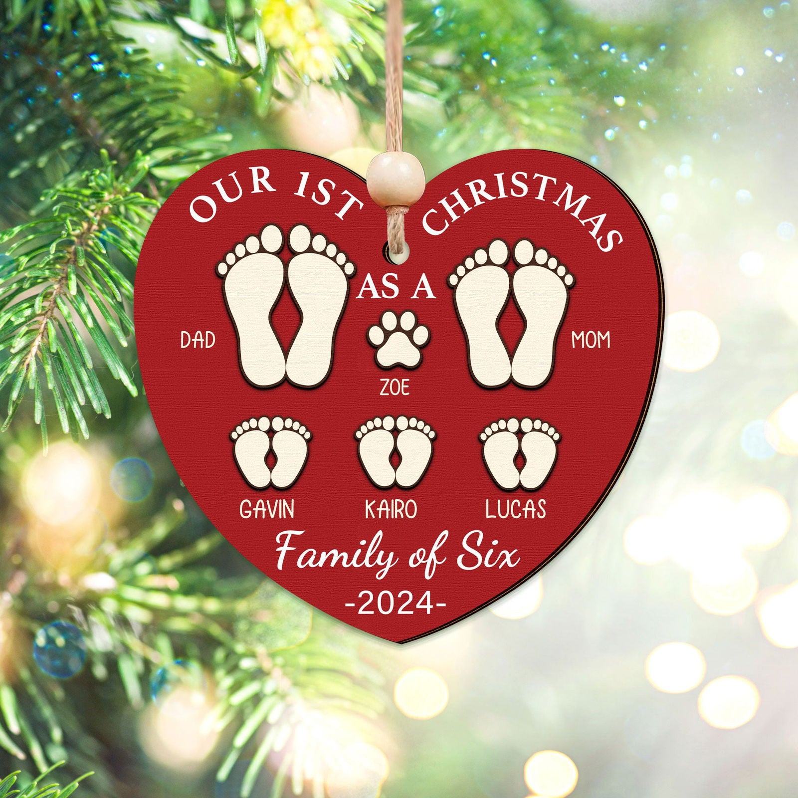 First Christmas As A Family Ornament, Personalized Two Layer Wooden Ornament CF292 - 19Gifts