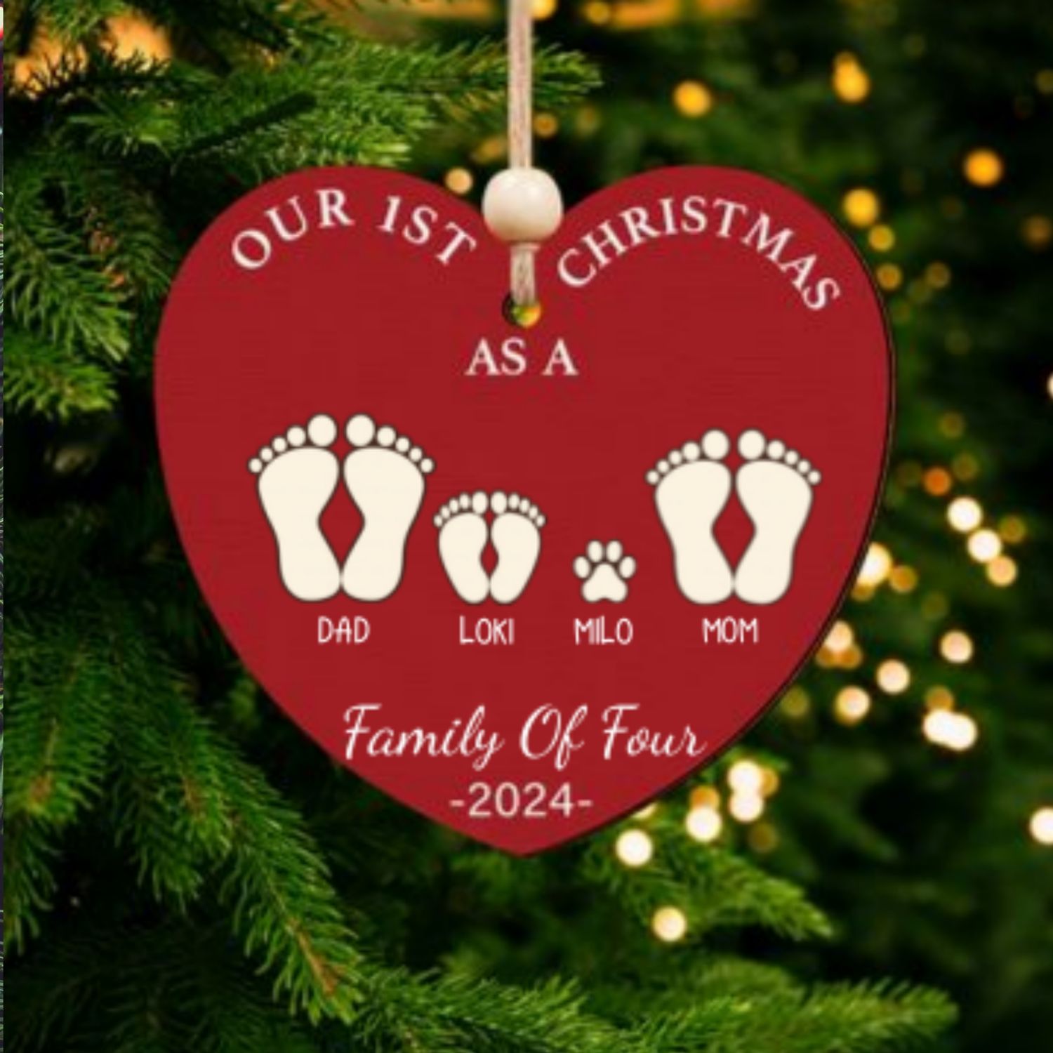 First Christmas As A Family Ornament, Personalized Two Layer Wooden Ornament CF292 - 19Gifts