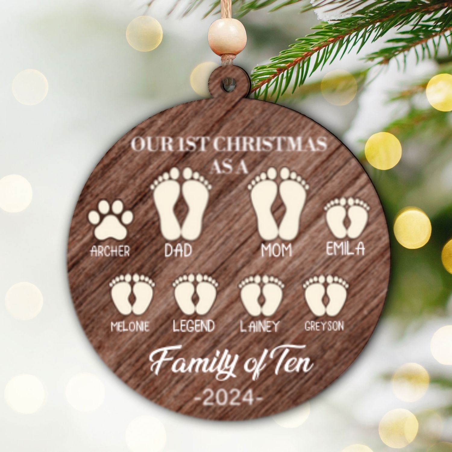 First Christmas As A Family Ornament, Personalized Two Layer Wooden Ornament CF293 - 19Gifts