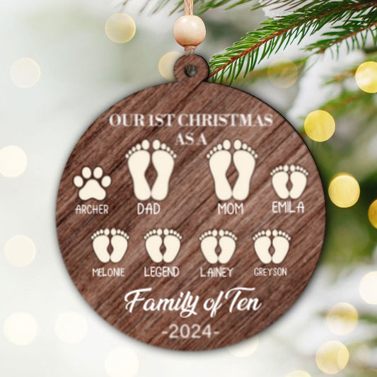 First Christmas As A Family Ornament, Personalized Two Layer Wooden Ornament CF293 - 19Gifts