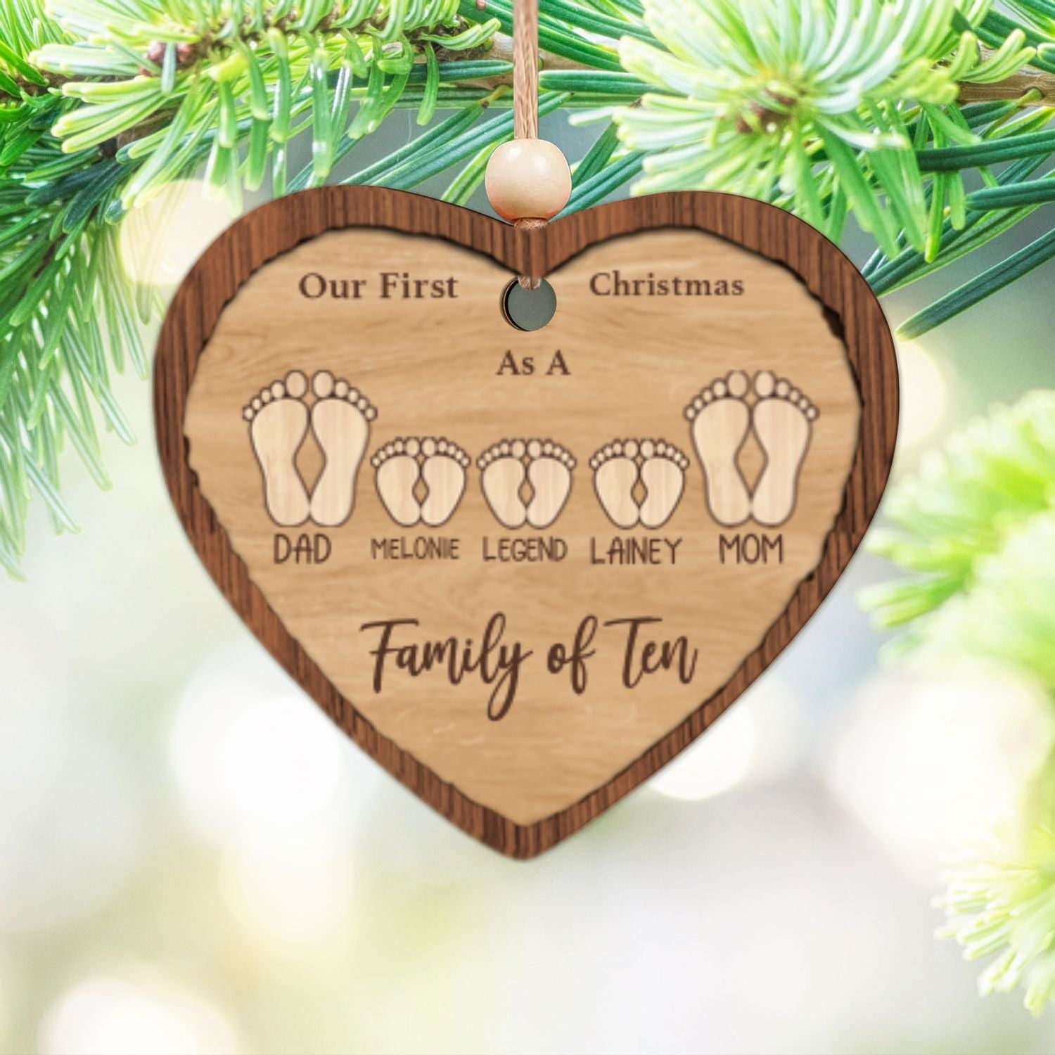First Christmas As A Family Ornament, Personalized Two Layer Wooden Ornament CF297 - 19Gifts