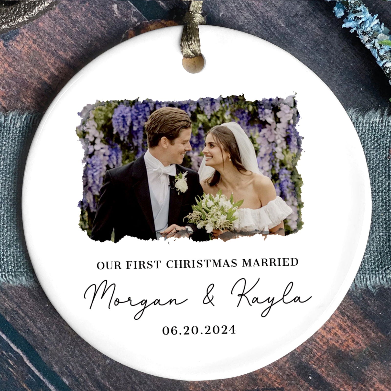 First Christmas Married Ornament, Married Photo Ornament, Newlywed Gift CX06-25 - 19Gifts