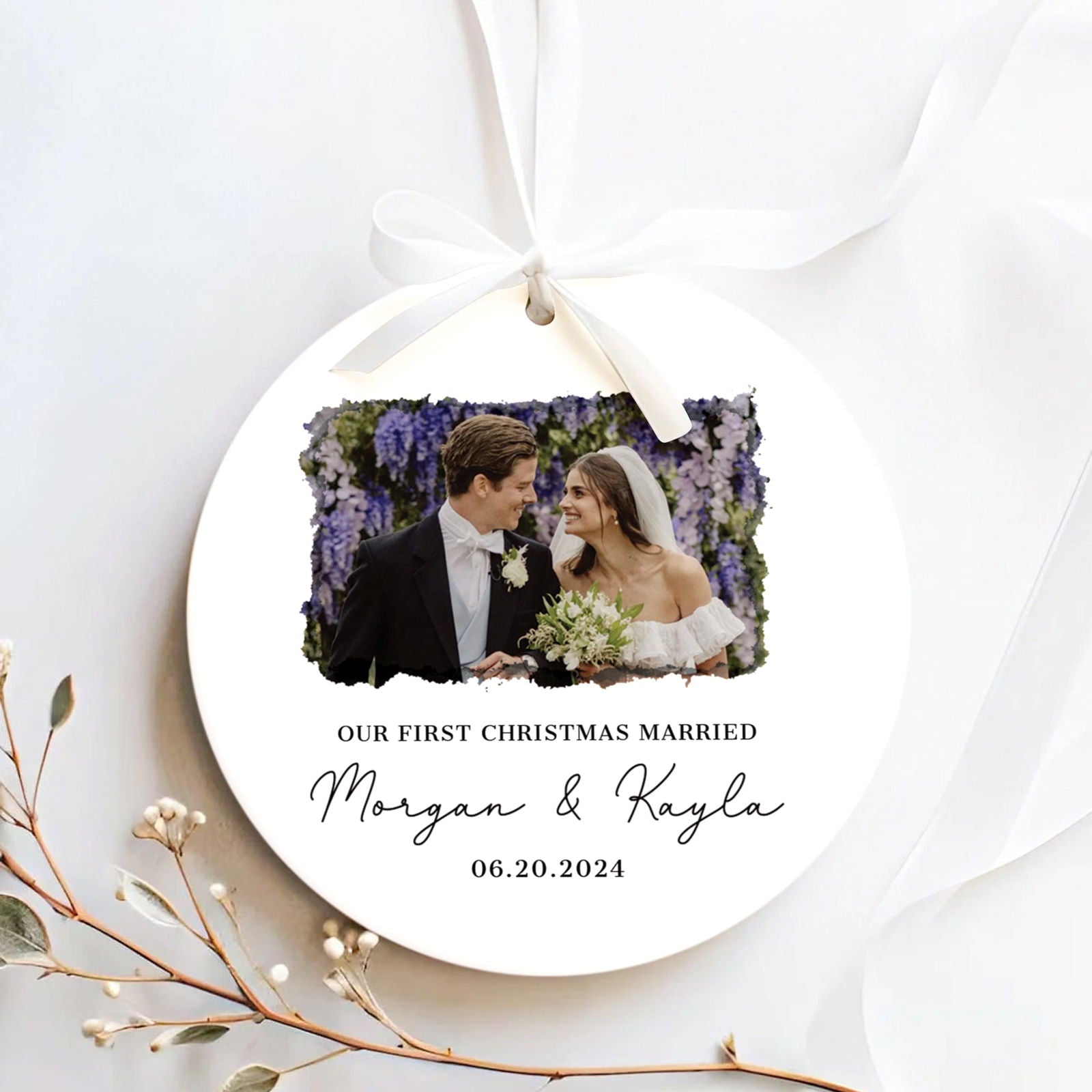 First Christmas Married Ornament, Married Photo Ornament, Newlywed Gift CX06-25 - 19Gifts