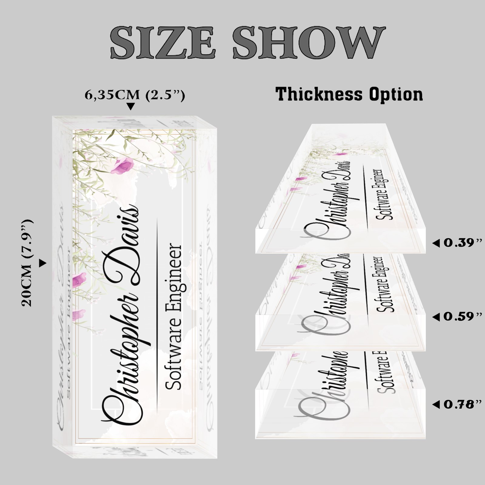Floral Desk Name Plate, Plate Acrylic For Desk, Personalized Flower Name Plate TD81-48 - 19Gifts