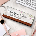 Floral Desk Name Plate, Plate Acrylic For Desk, Personalized Flower Name Plate TD81-48 - 19Gifts