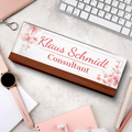 Floral Name Plate Acrylic For Desk, Custom Floral Desk Name Plate, Acrylic Floral Desk Name Plate TD81-62 - 19Gifts