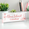 Floral Name Plate Acrylic For Desk, Custom Floral Desk Name Plate, Acrylic Floral Desk Name Plate TD81-62 - 19Gifts