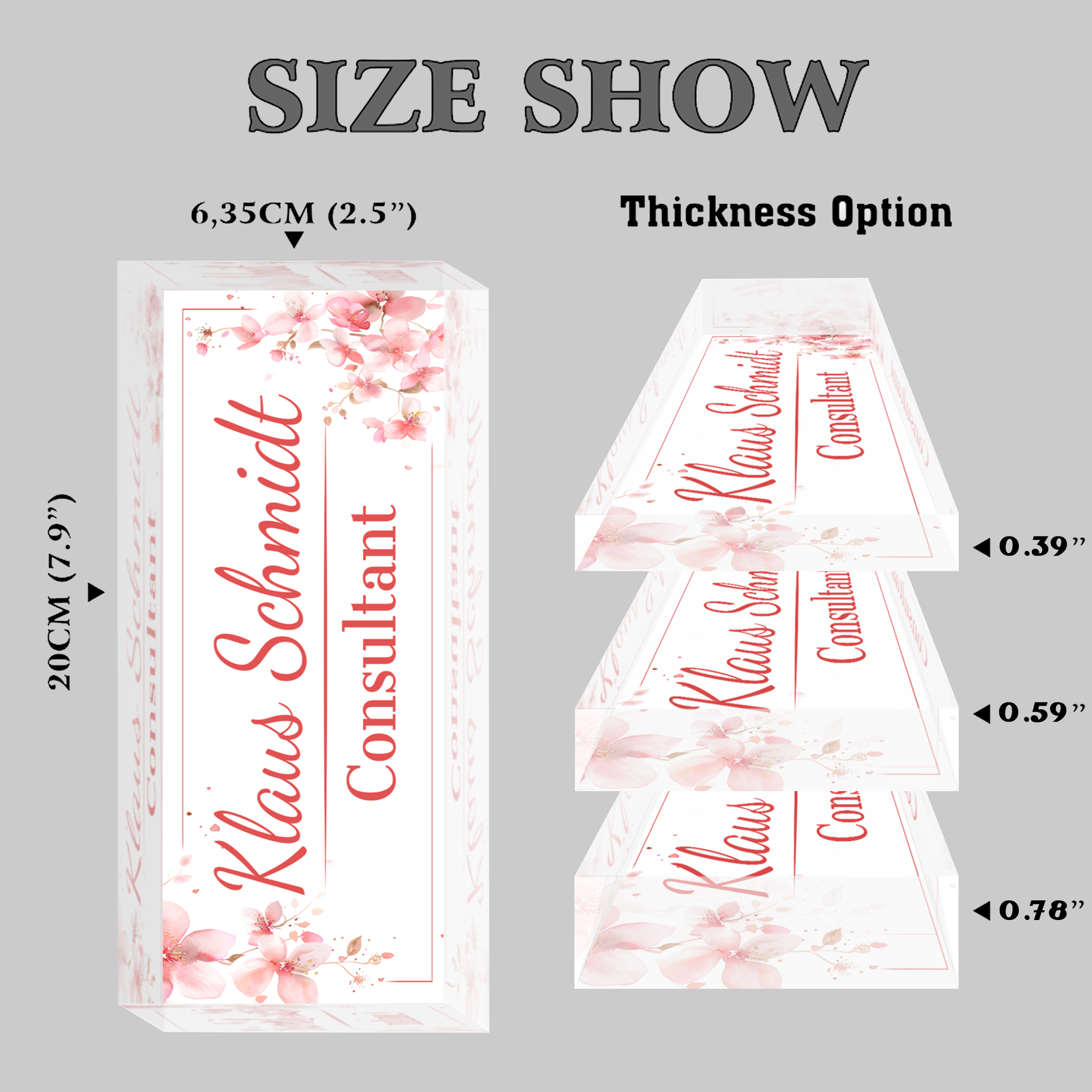 Floral Name Plate Acrylic For Desk, Custom Floral Desk Name Plate, Acrylic Floral Desk Name Plate TD81-62 - 19Gifts